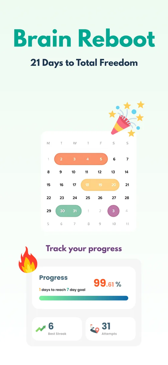 Brain reboot: calendar and progress tracking